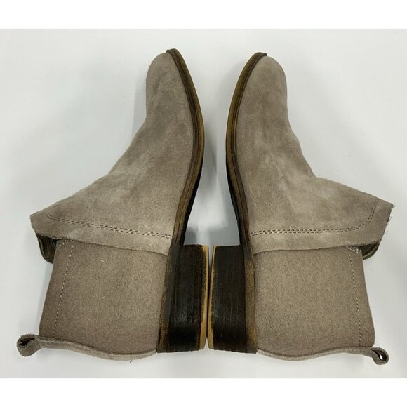 Toms Boots Womens Deia Ankle Bootie Size 8.5 Taupe Suede Leather Wool Side Zip - Picture 6 of 8